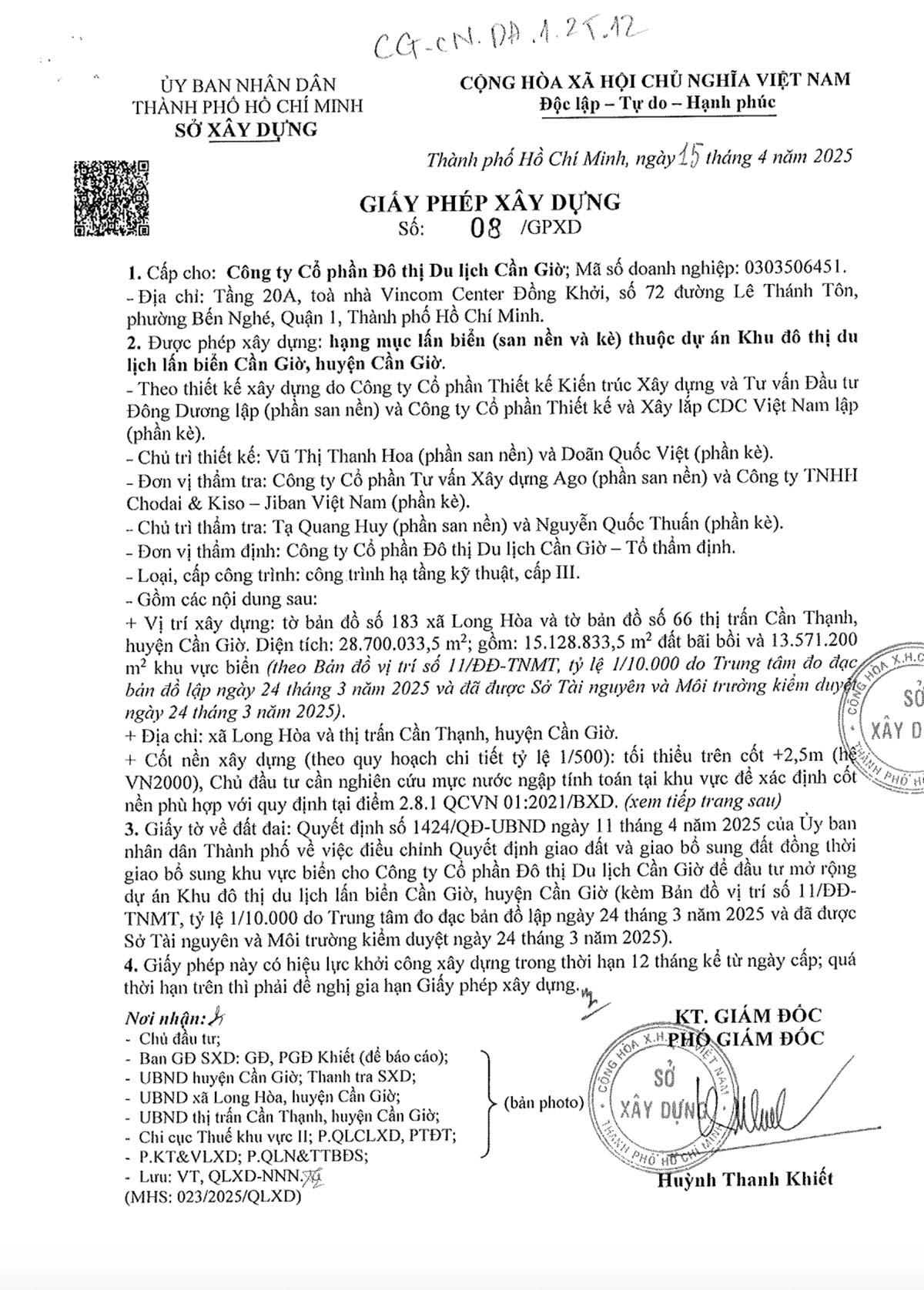 Giấy phép xây dựng Vinhomes Cần Giờ